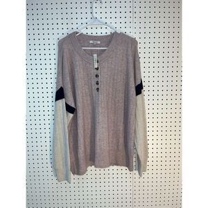 Striped Bowden Henley Sweater in Coziest Yarn